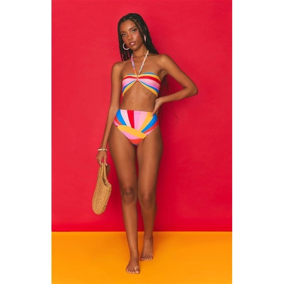 NWOT MuMu XS Palma Highwaist Swim Bottom Rainbow Bikini 129514 - Picture 4 of 7